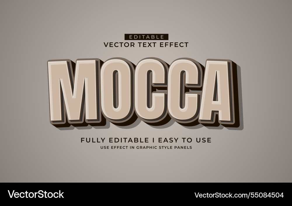 3d editable text effect typography style template Vector Image