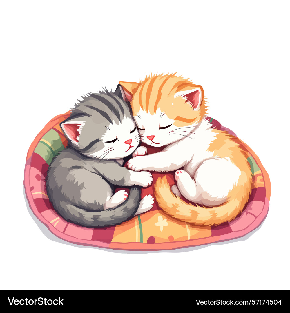 Ai-generated two kittens sleeping and hugging on Vector Image