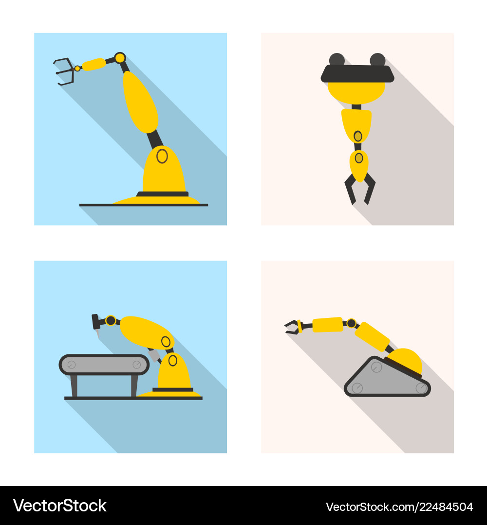 Design of robot and factory sign set Vector Image