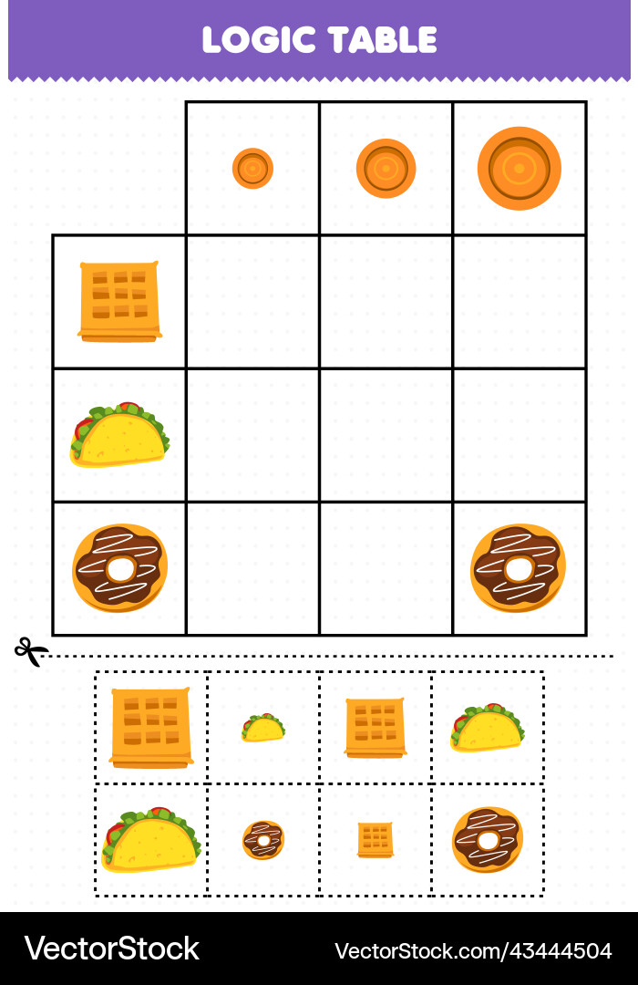 Education game for children logic table sorting vector image
