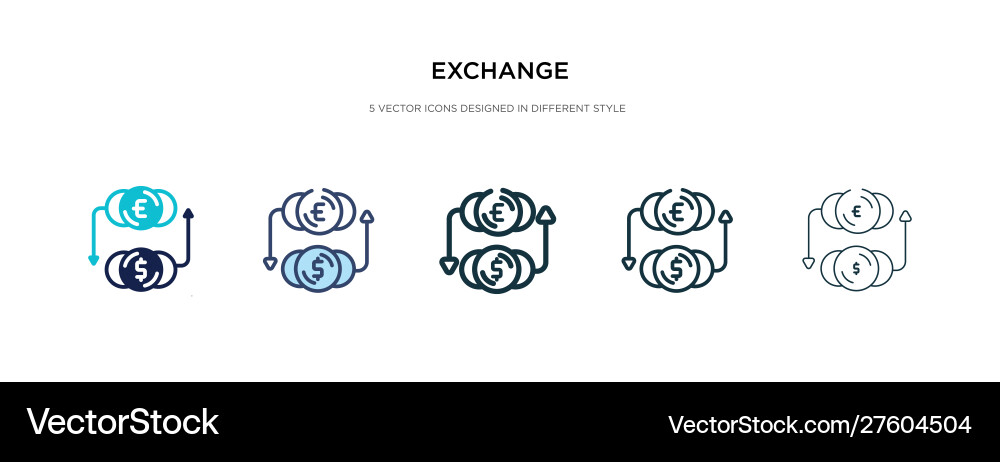 Exchange icon in different style two colored Vector Image