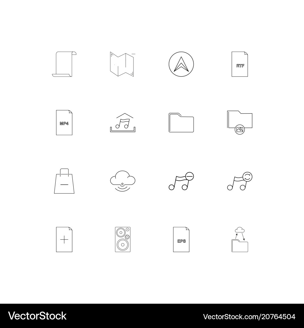 Files and folders sign linear thin icons set vector image