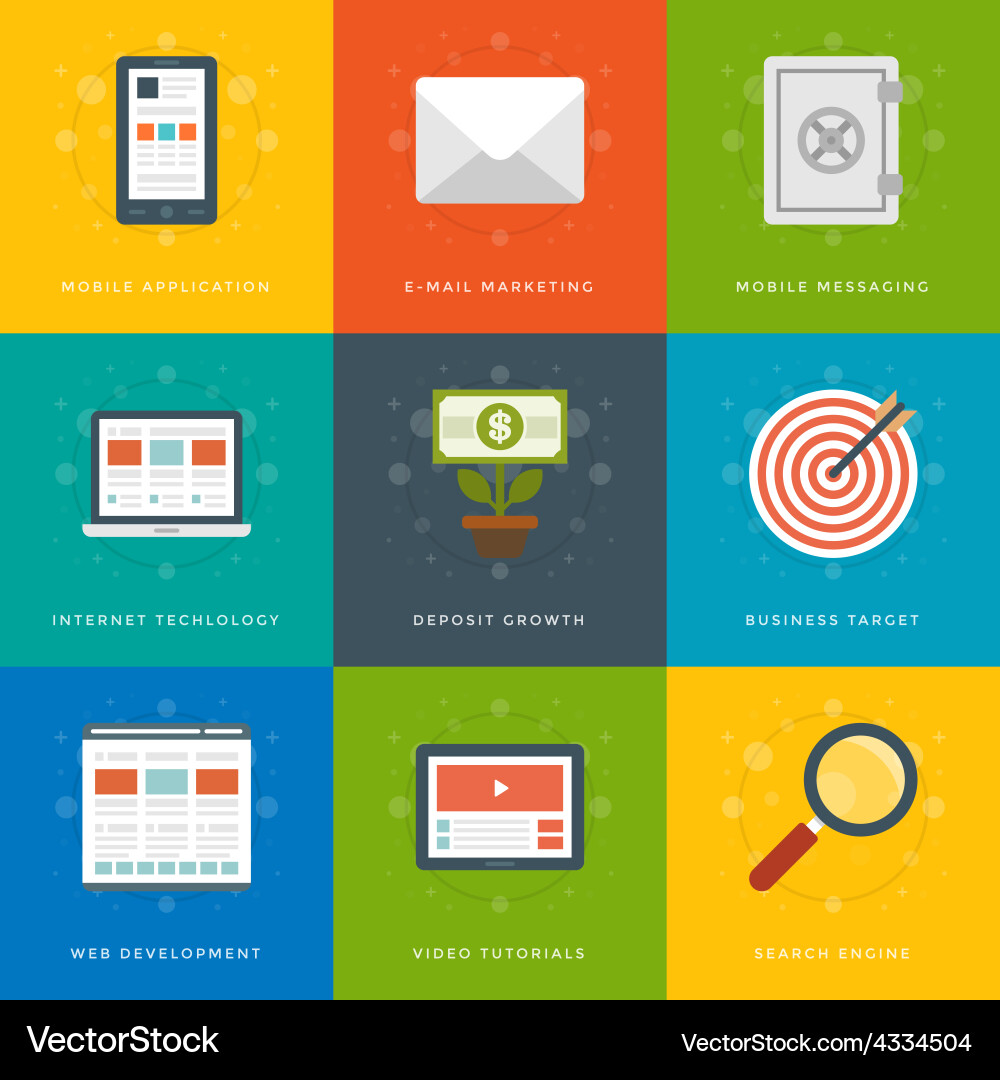 Flat design icons symbols for website vector image