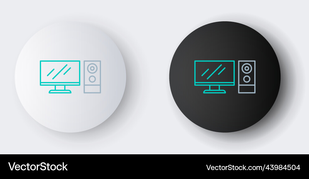Line computer monitor icon isolated on grey Line computer monitor icon isolated on grey vector image