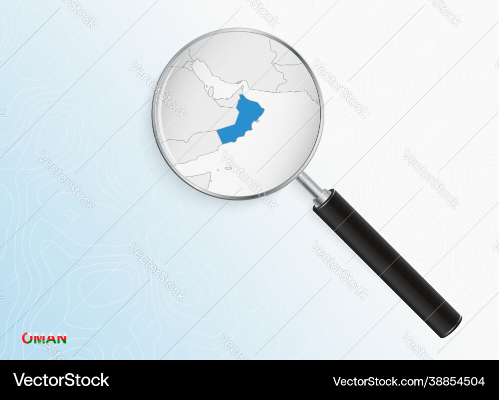 Magnifier with map oman on abstract Magnifier with map oman on abstract Vector Image