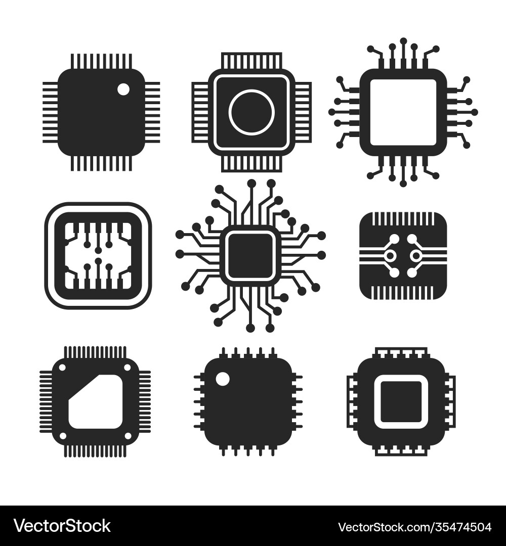 Modern cpu collection with flat icon design Modern cpu collection with flat icon design vector image