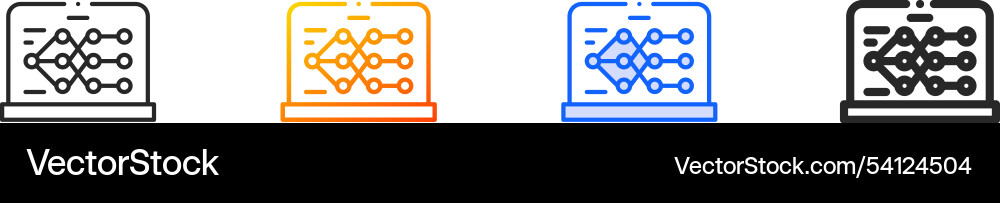 Neural network iconthin linear gradient blue Neural network iconthin linear gradient blue vector image