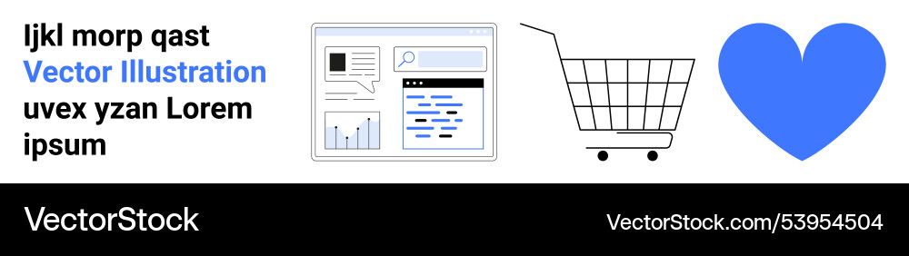Online shopping overview with website interface Online shopping overview with website interface Vector Image