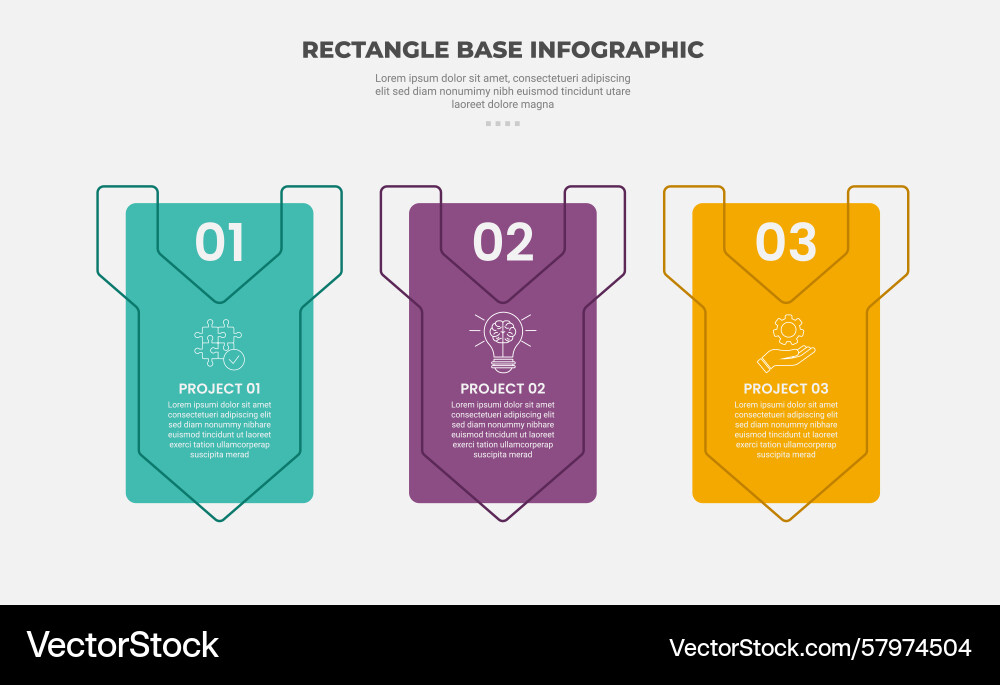 Rectangle shape infographic outline style with 3 Rectangle shape infographic outline style with 3 Vector Image