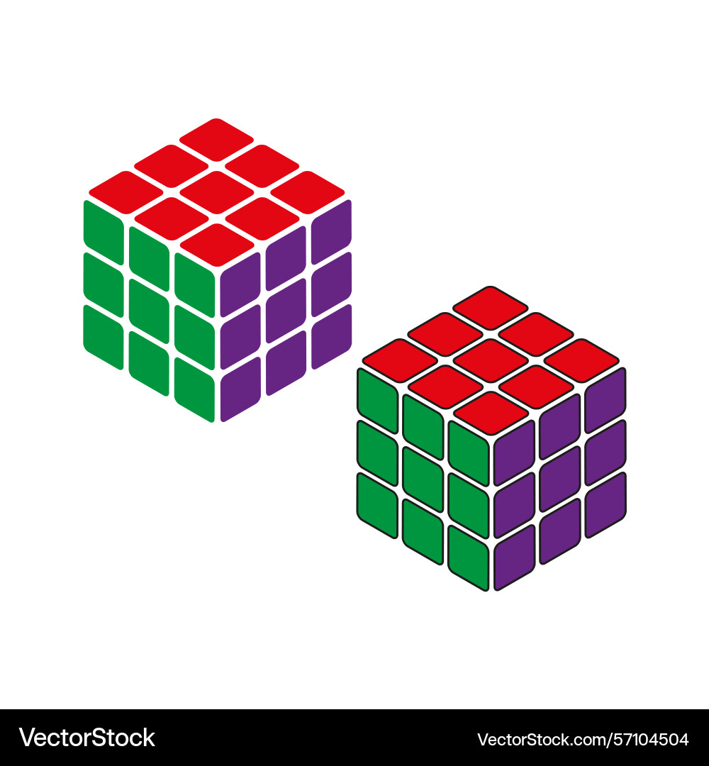 Rubik cube icon puzzle block shape isometric Rubik cube icon puzzle block shape isometric Vector Image