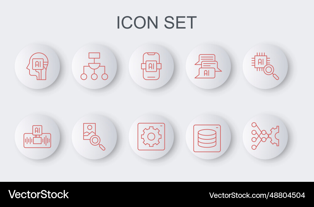 Set line neural network artificial intelligence Vector Image