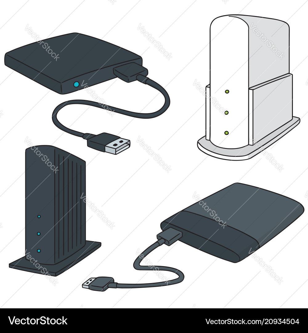 Set of storage device Set of storage device vector image