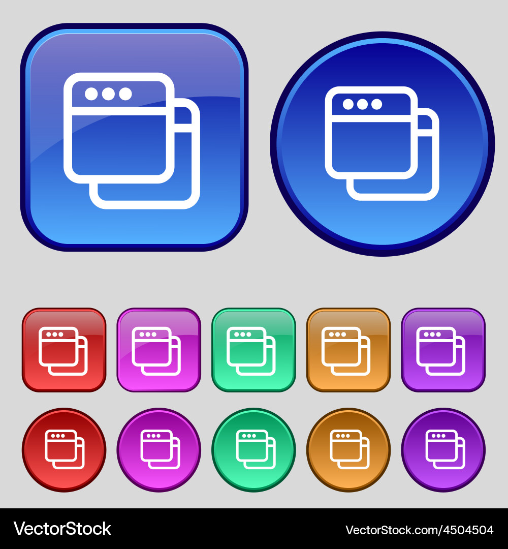 Simple browser window icon sign a set of twelve vector image