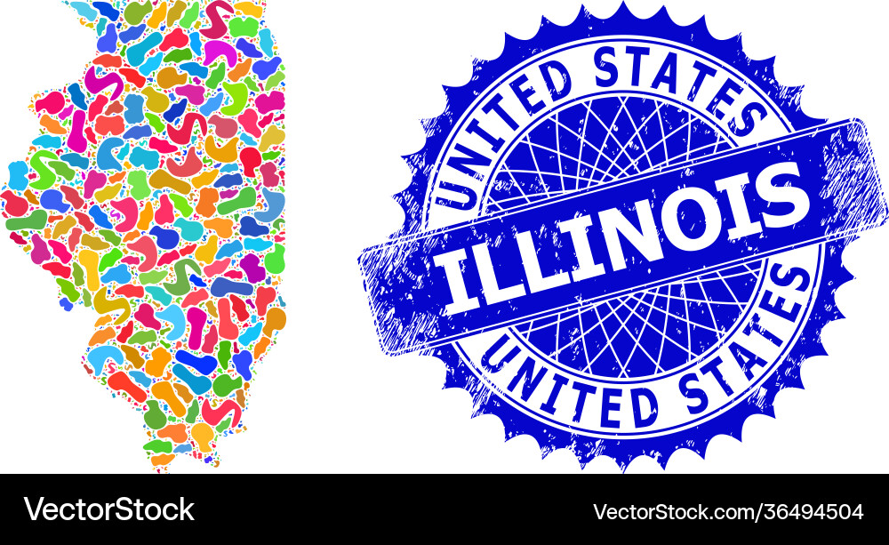 Splash pattern illinois state map and textured Vector Image