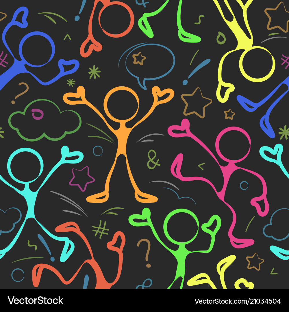 Stick figures color pattern vector image