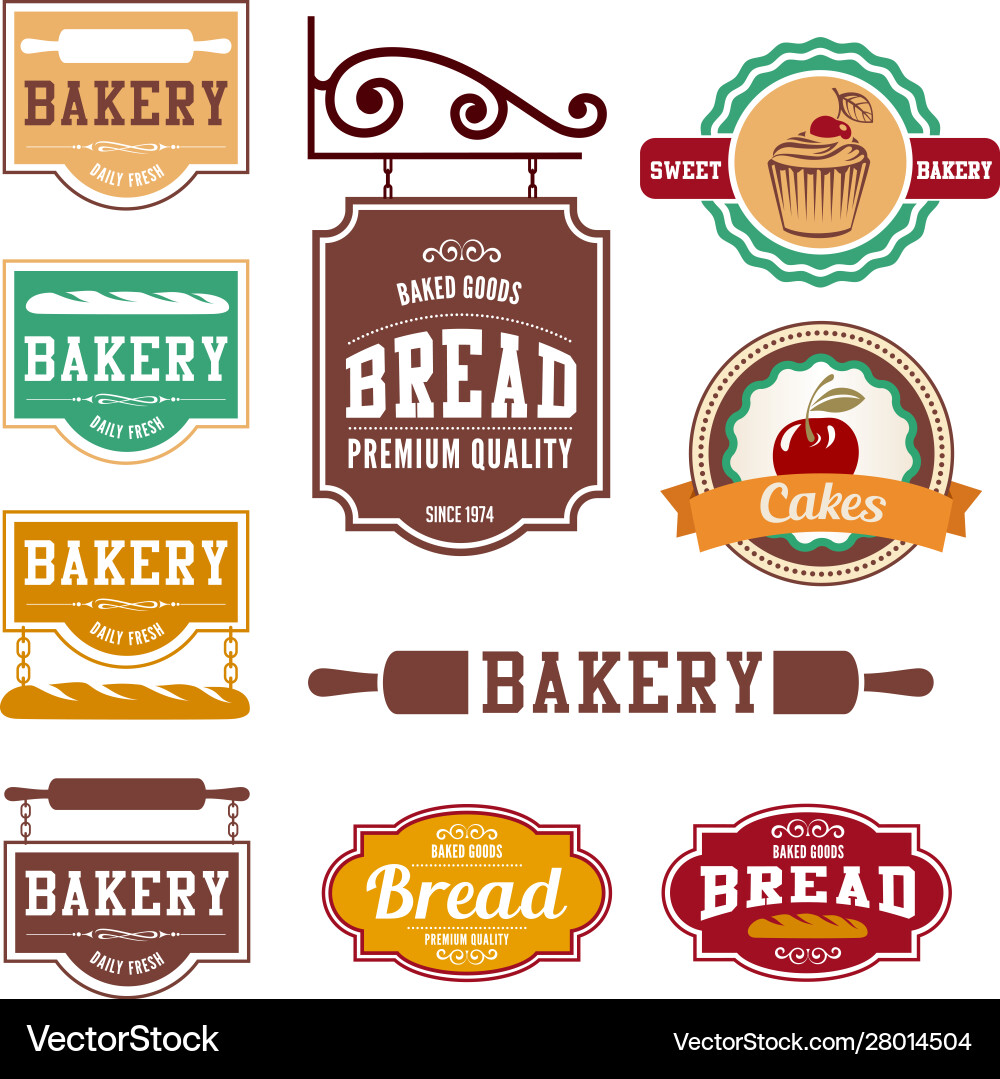 Vintage Bakery Labels & Logo Templates Vector Image