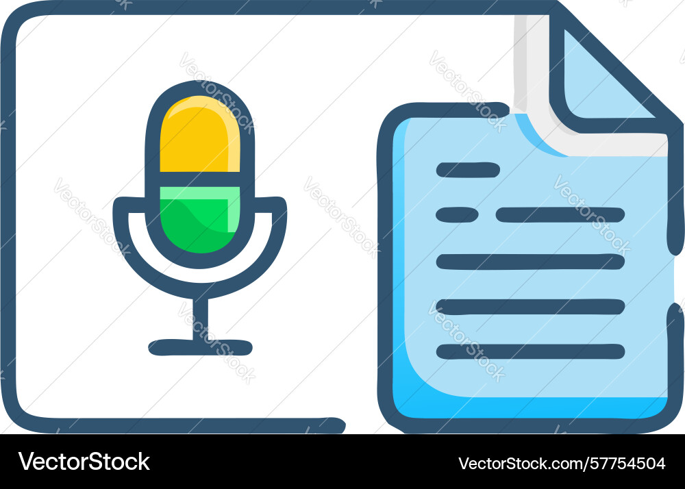 Voice command document or audio transcription vector image