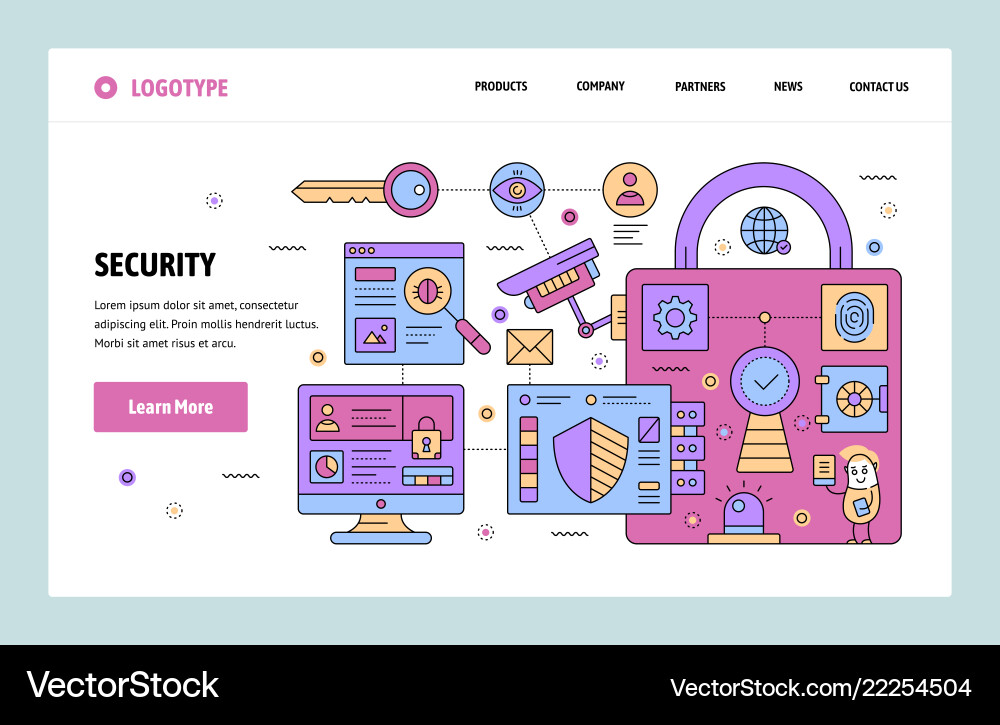 Web site linear art design template cyber vector image