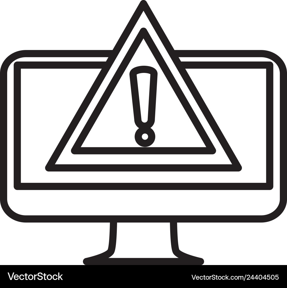 Computer desktop with alert symbol vector image