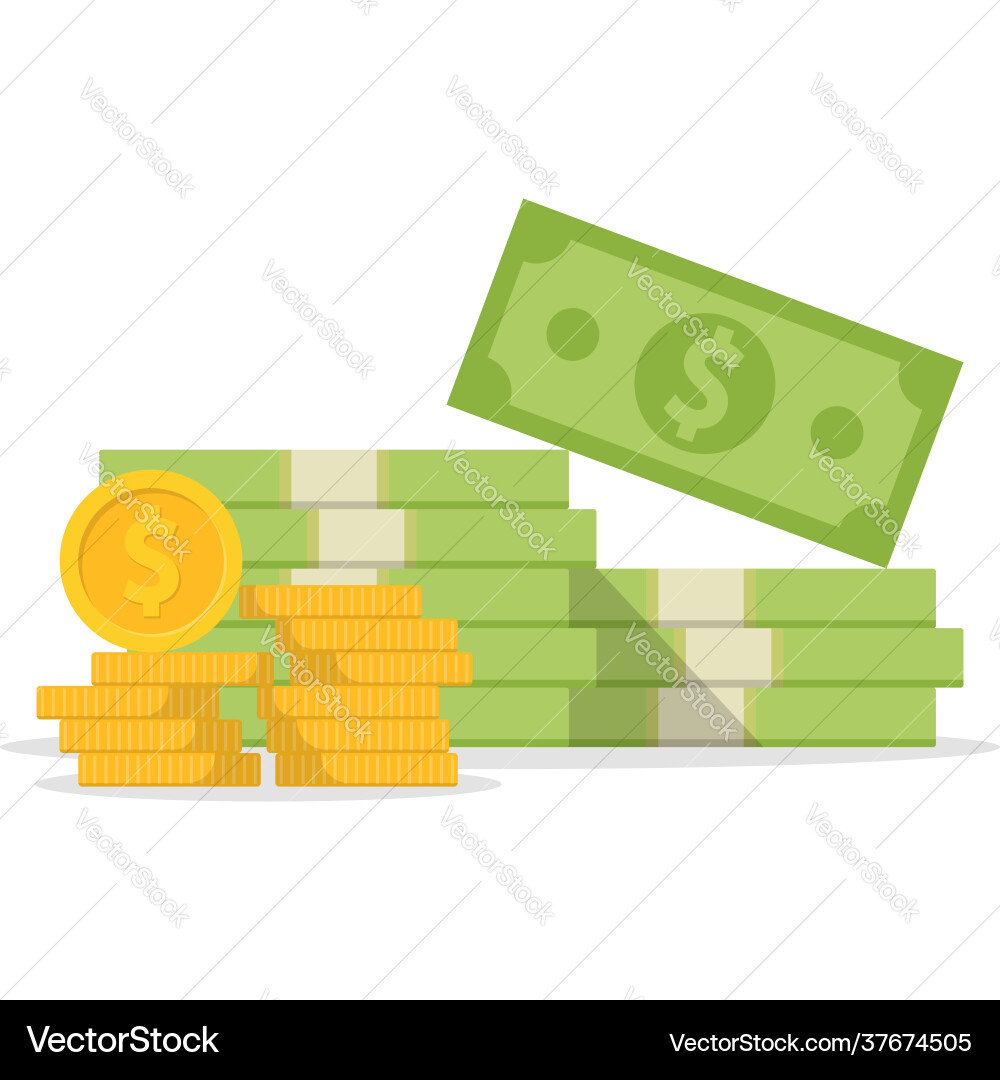 Concept big money pile cash hundreds Concept big money pile cash hundreds vector image