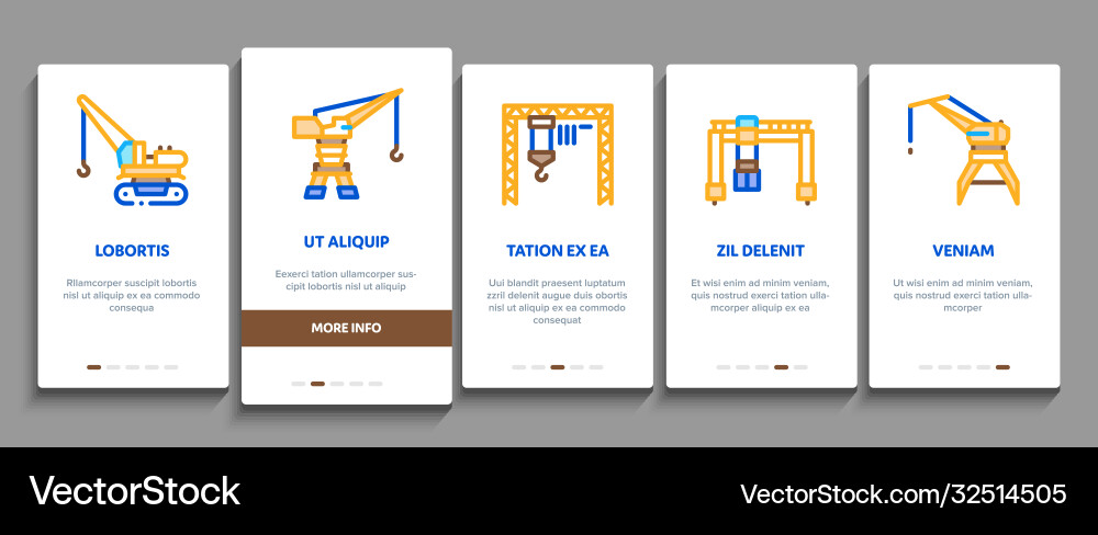 Crane building machine onboarding elements icons Vector Image