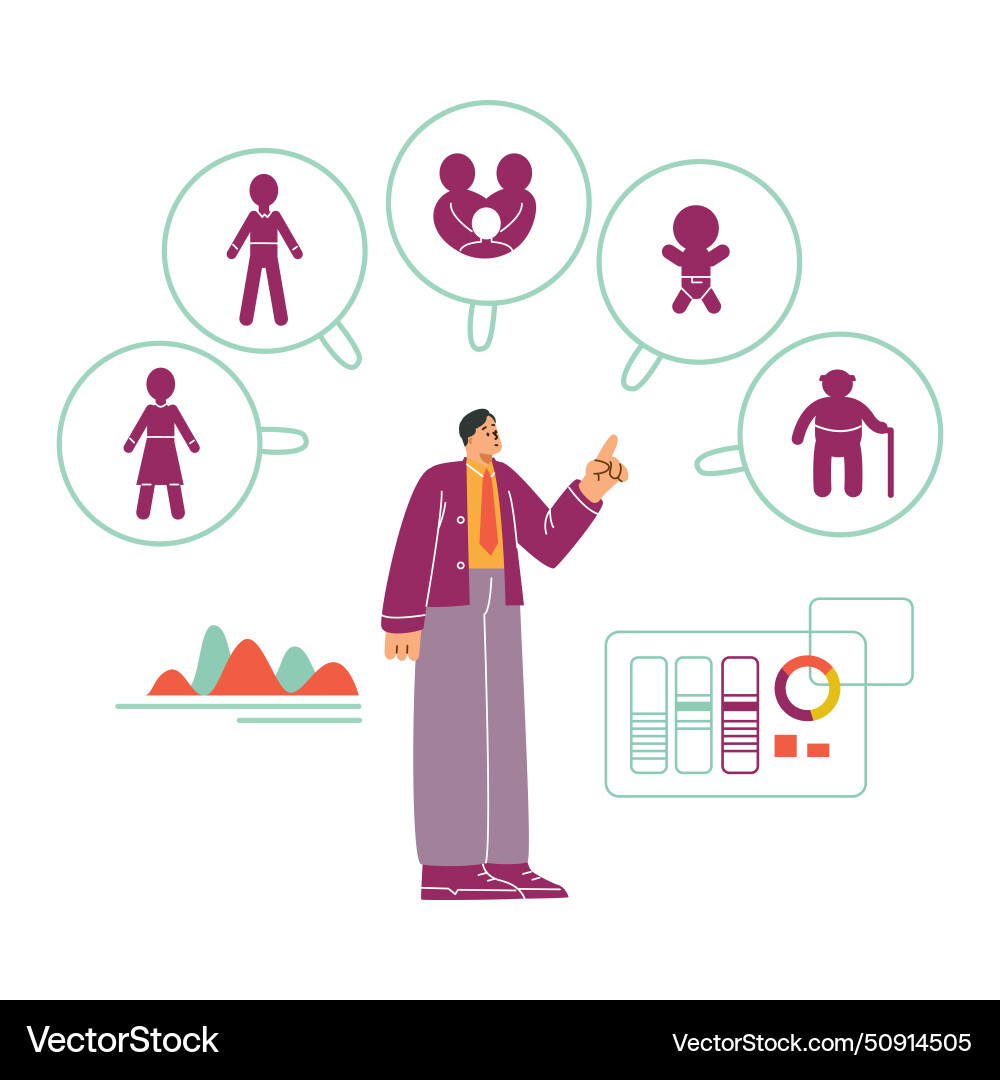 Demographic charts aging statistics data Demographic charts aging statistics data Vector Image