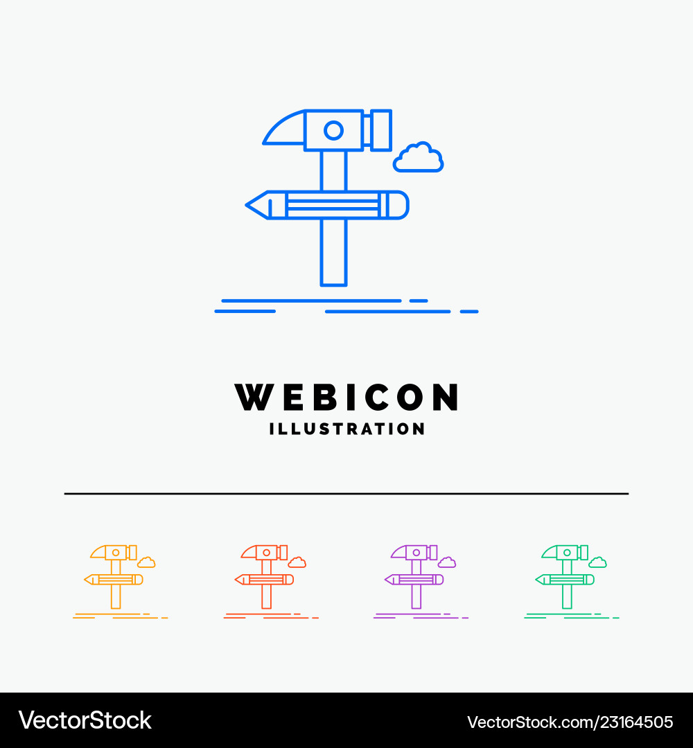 Design entwickeln Werkzeuge 5 Farblinien Web Design entwickeln Werkzeuge 5 Farblinien Web vektorbild