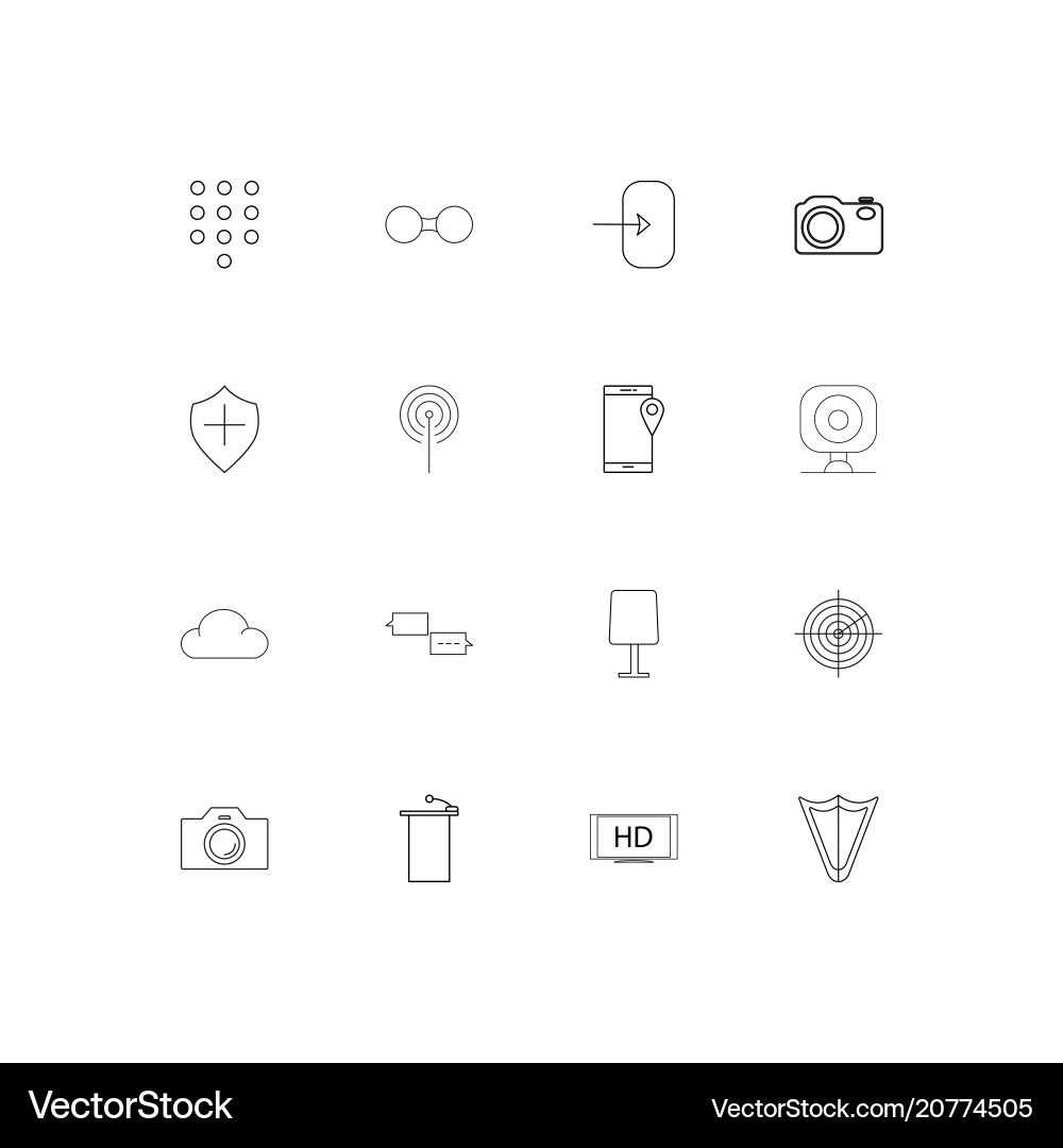 Devices linear thin icons set outlined simple vector image