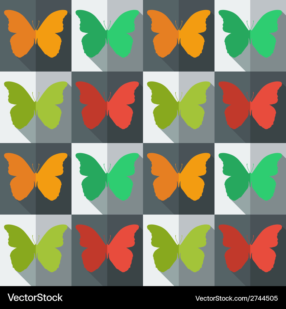 Flat style seamless pattern with butterflies vector image