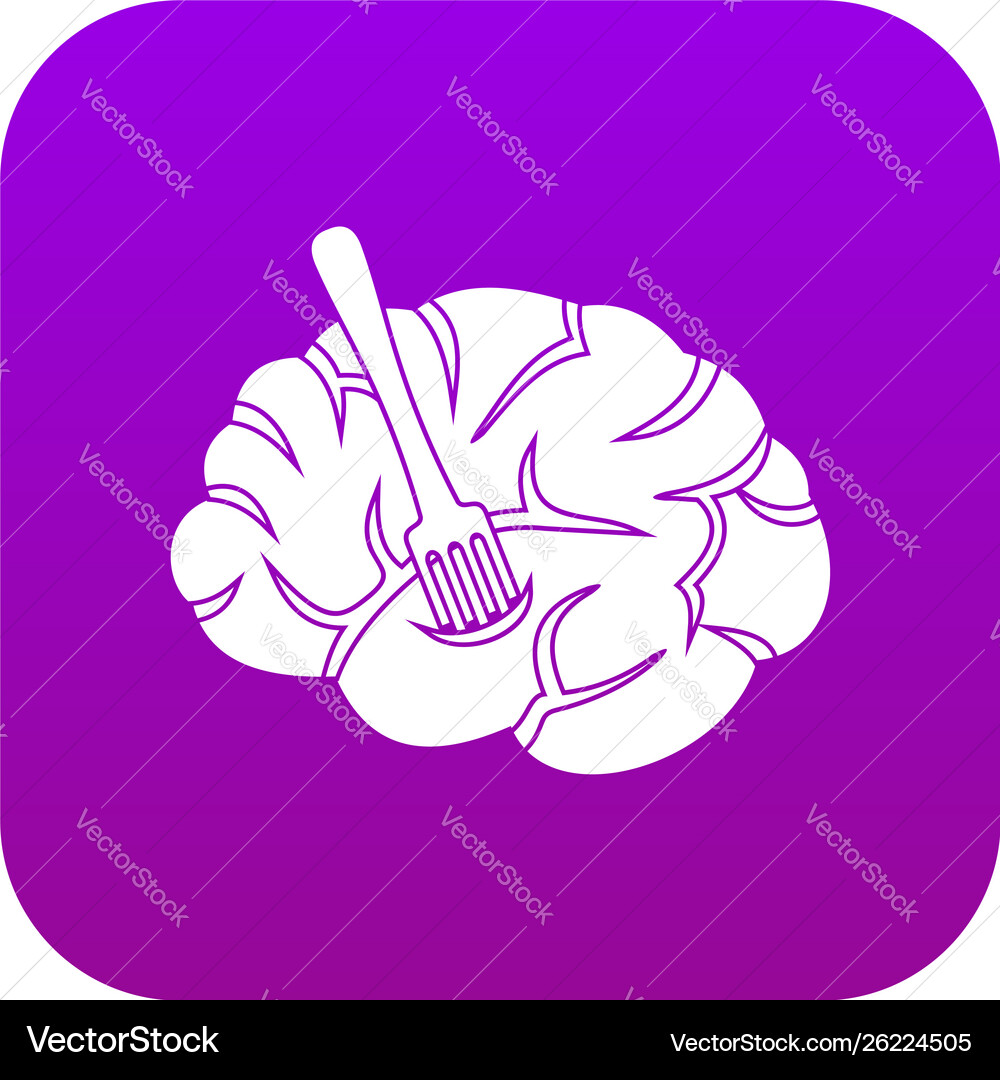 Fork is inserted into brain icon digital vector image