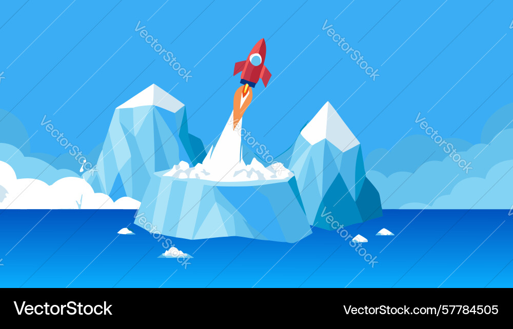 Icy terrain rocket launch design generative ai Vector Image