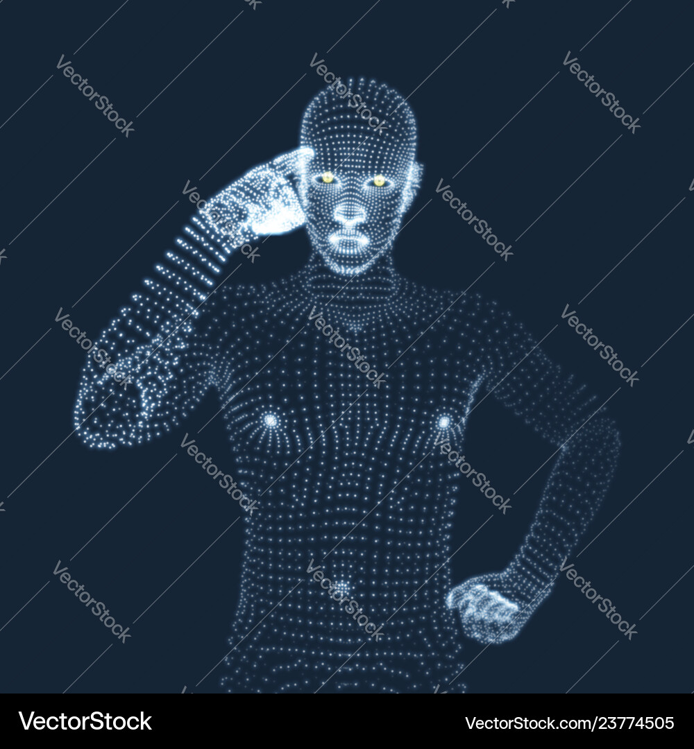 Man in a thinker pose 3d model business Man in a thinker pose 3d model business Vector Image