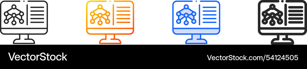 Neural network iconthin linear gradient blue Neural network iconthin linear gradient blue vector image