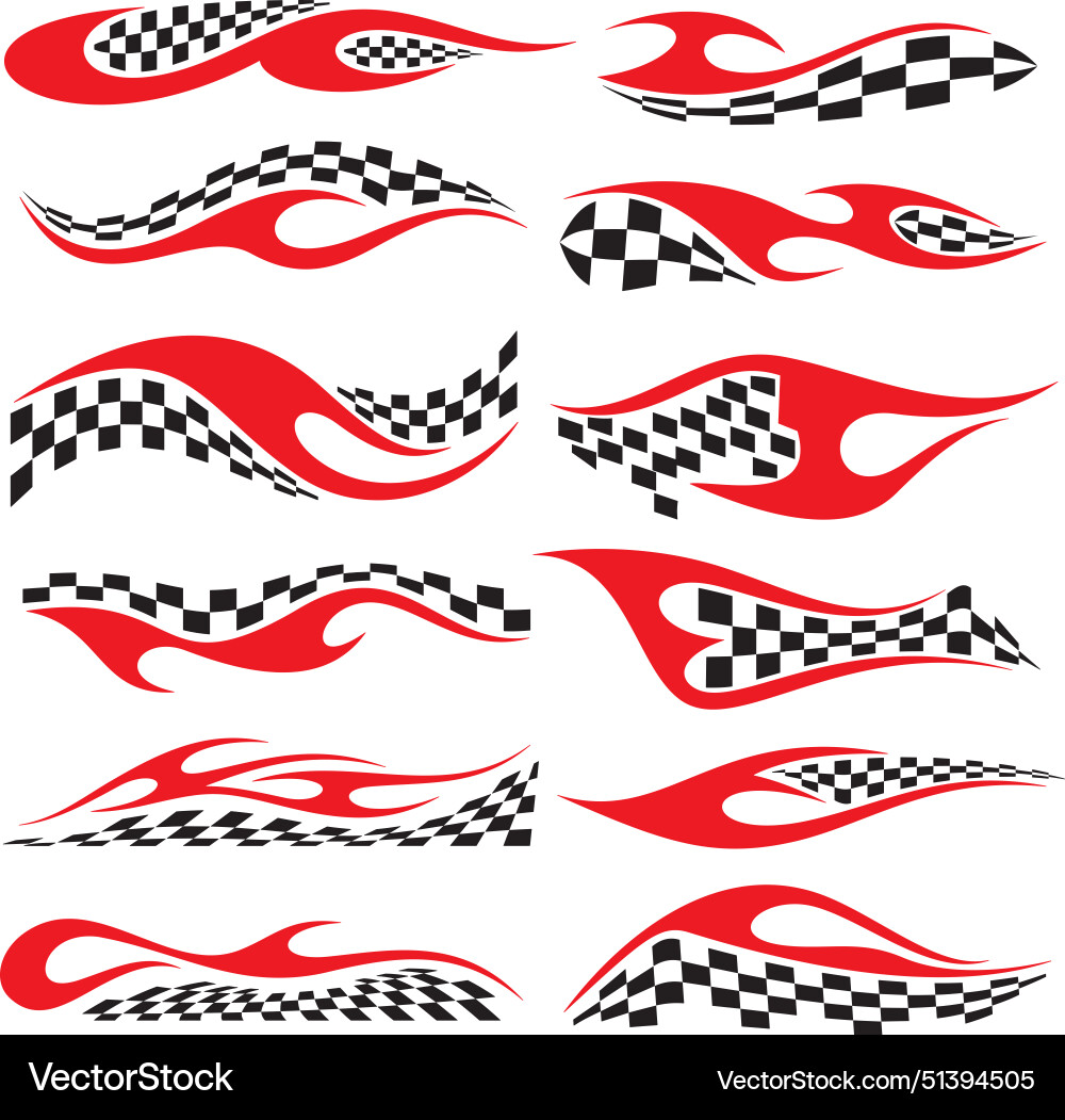 Racing flame designs with checkered flags Vector Image