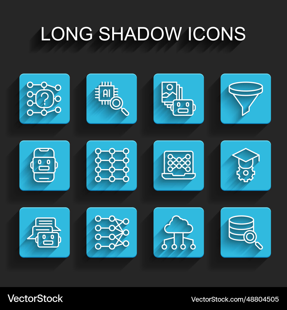 Set line chat bot neural network cloud Set line chat bot neural network cloud vector image