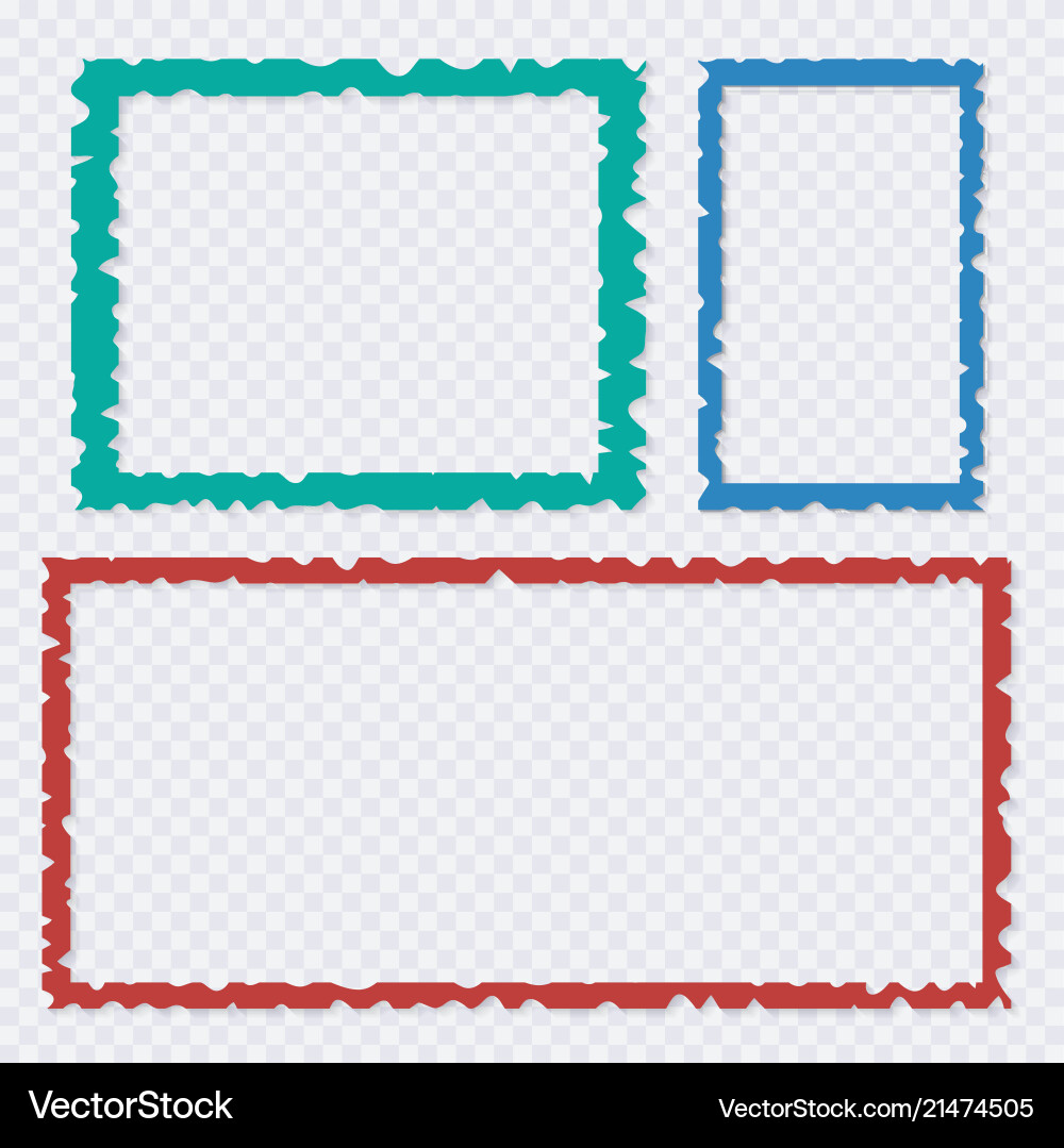 Set of color torn paper frames with shadows Set of color torn paper frames with shadows vector image
