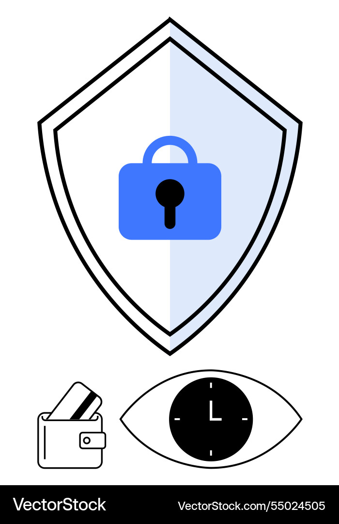 Shield with lock icon symbolizing security Vector Image