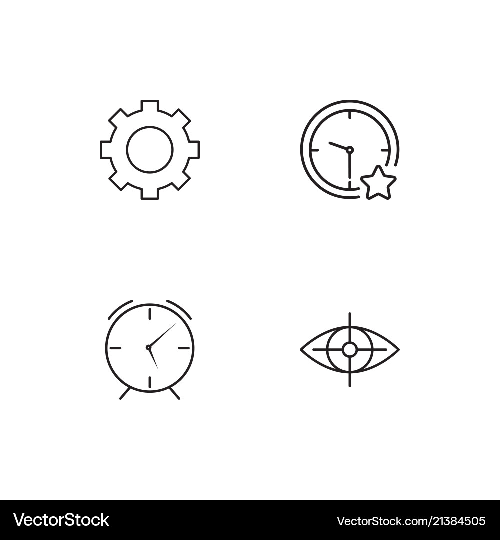 Time linear icons set simple outline vector image