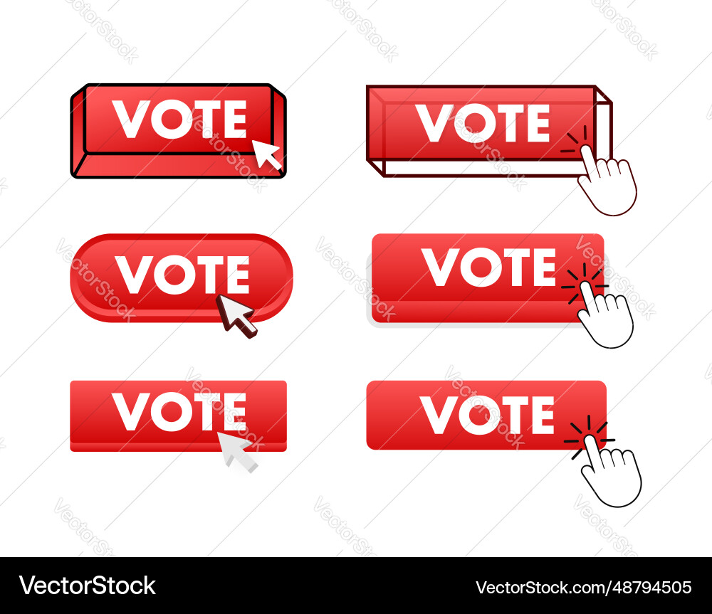 Vote button with pointer clicking web Vector Image