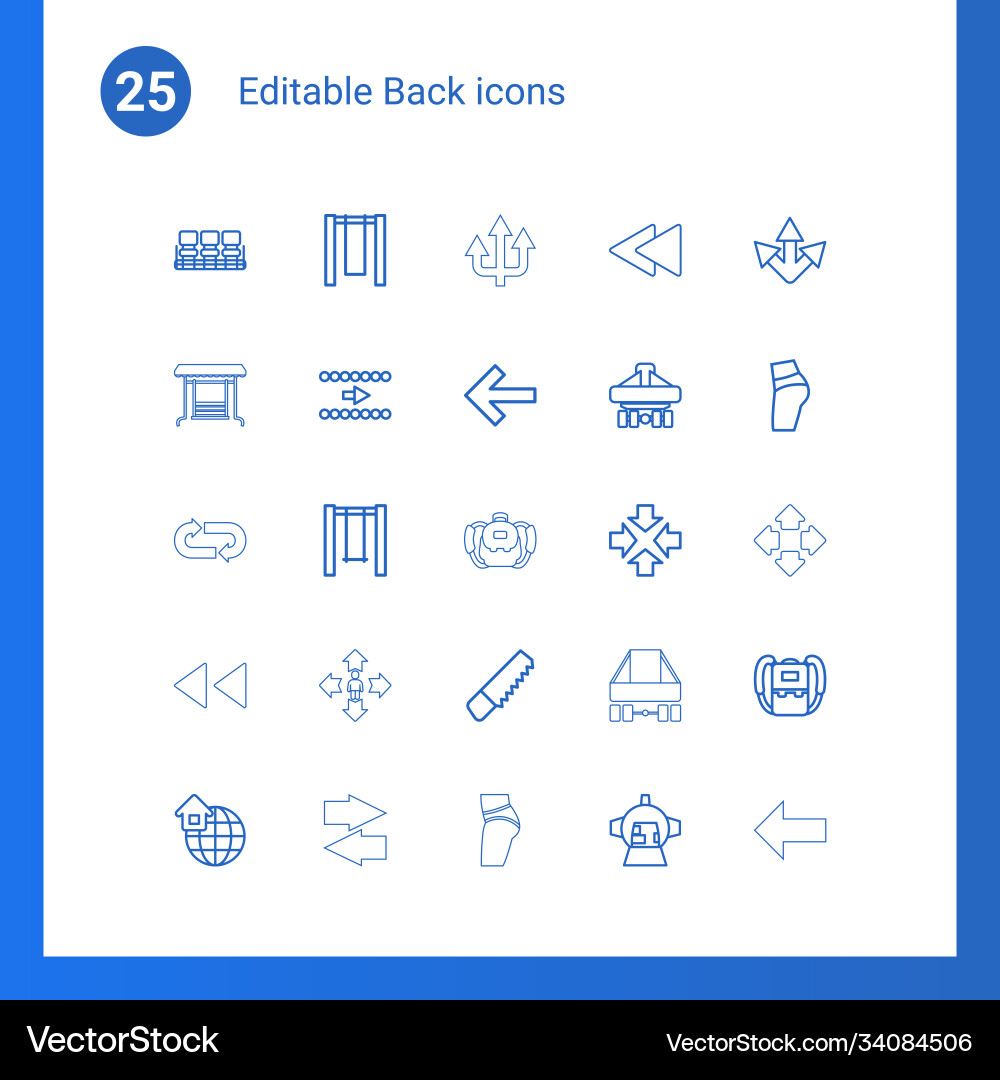 25 back icons Royalty Free Vector Image - VectorStock