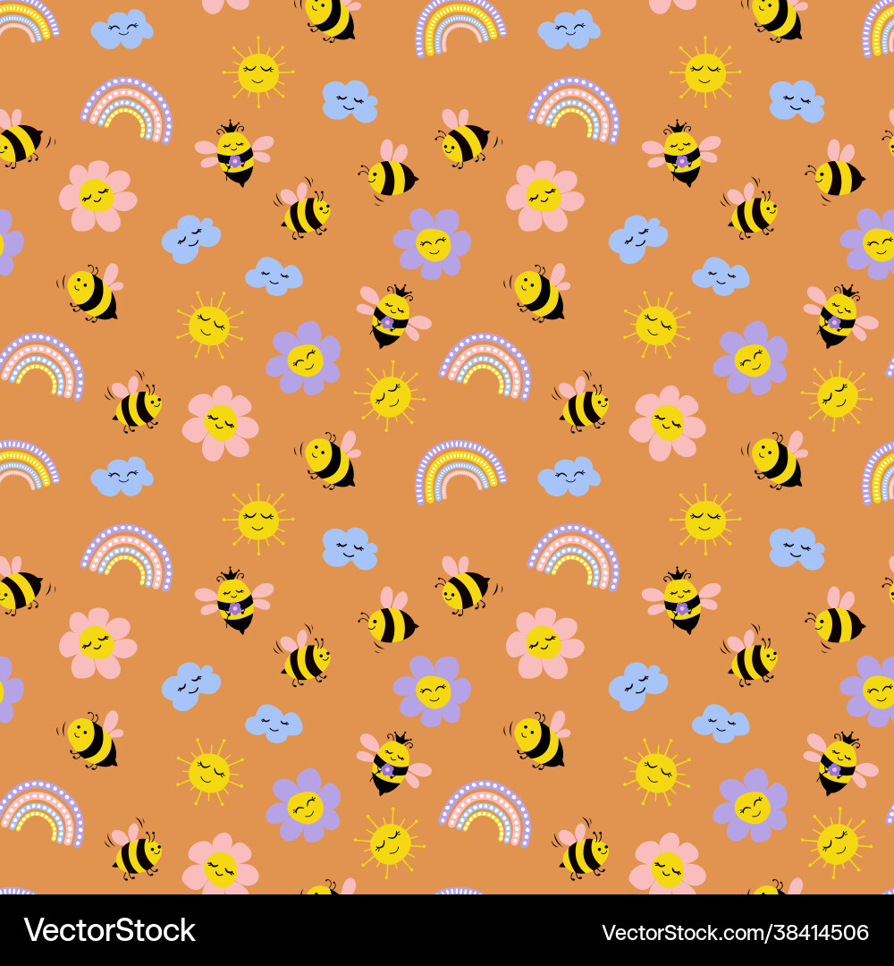 Bee seamless pattern Bee seamless pattern vector image