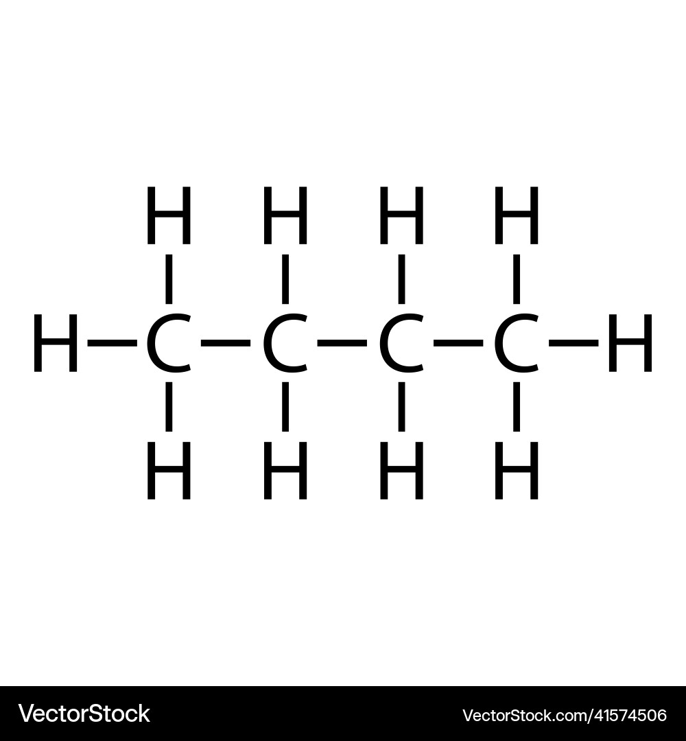 Butane organic chemical compound molecule stick Butane organic chemical compound molecule stick vector image