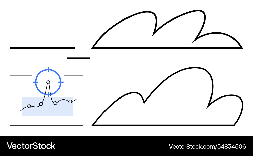Cloud growth tracking with data analysis graph Cloud growth tracking with data analysis graph vector image