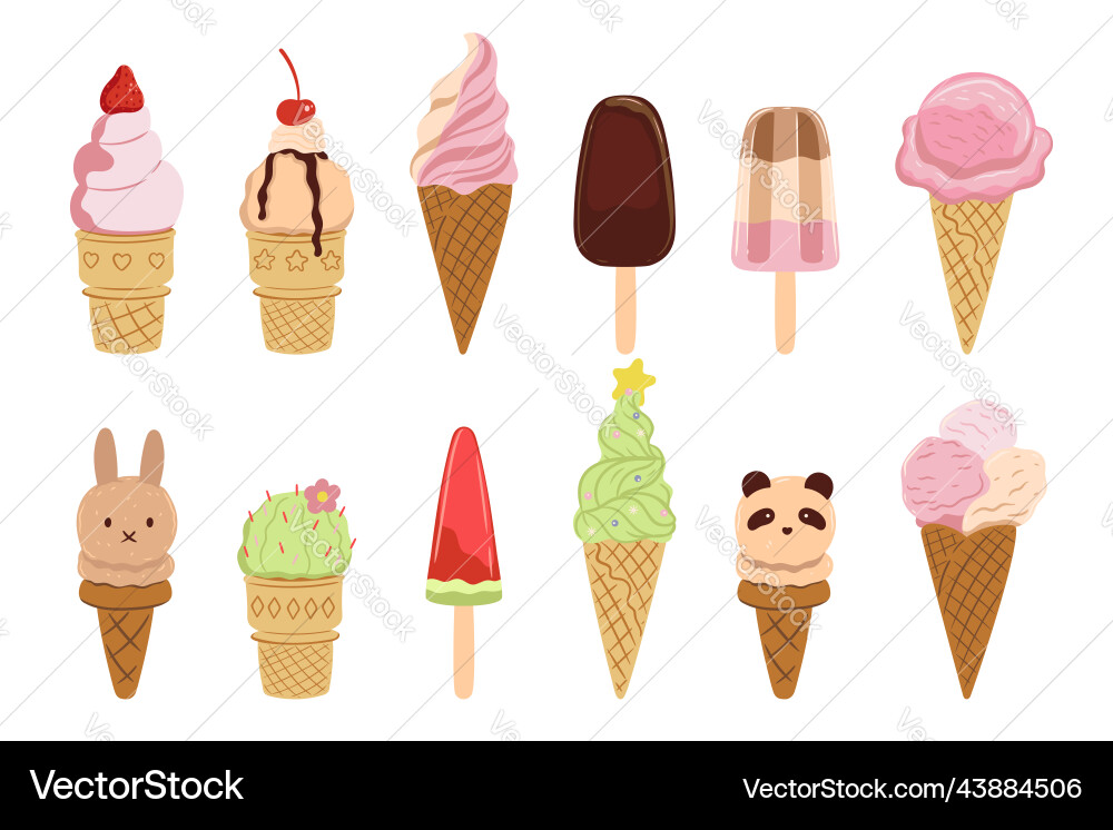 Colorful Ice Cream Collection Vector Image