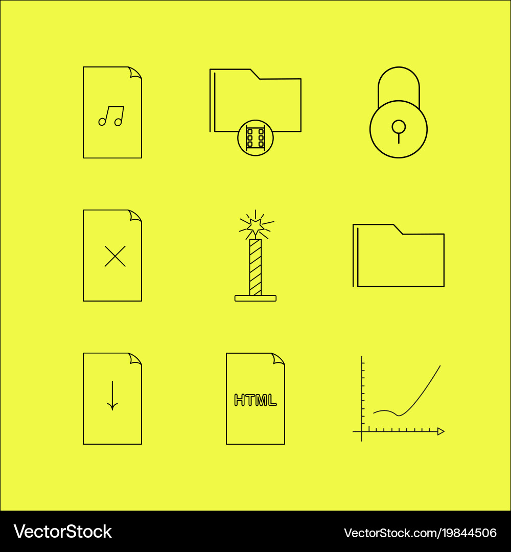 Files and folders linear icon set simple outline vector image
