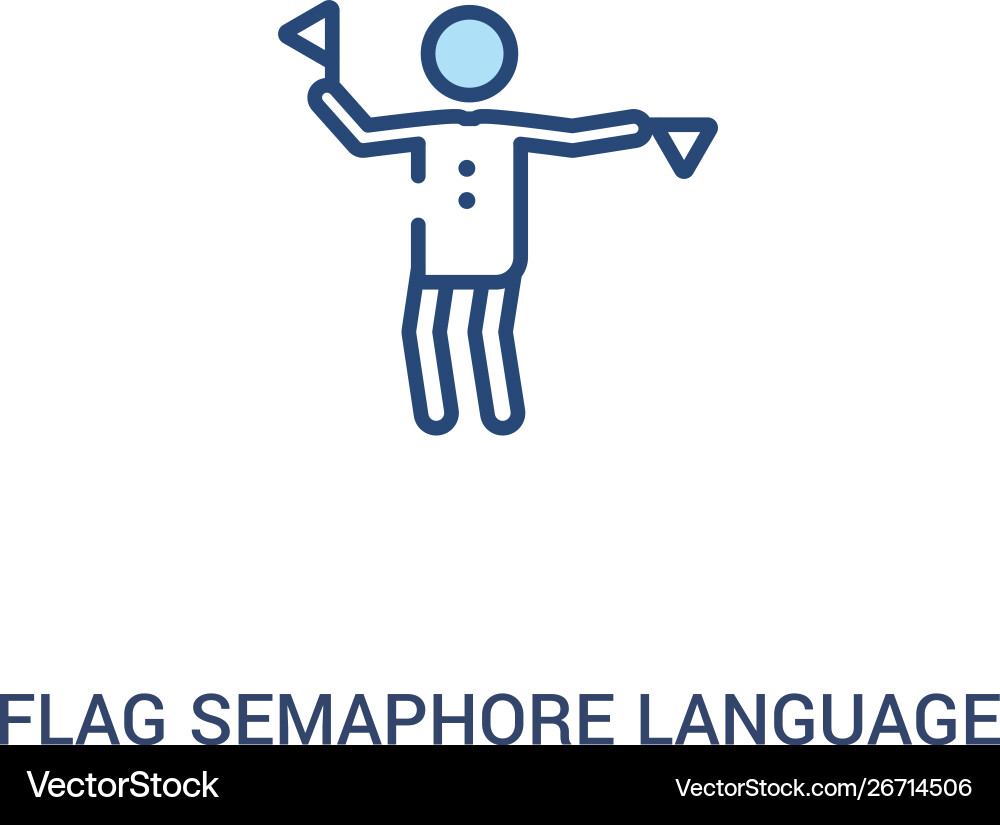 Flag semaphore language concept 2 colored icon Flag semaphore language concept 2 colored icon vector image