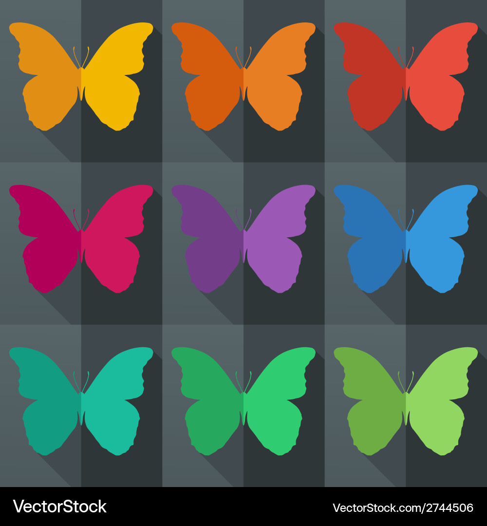 Flat style seamless pattern with butterflies vector image