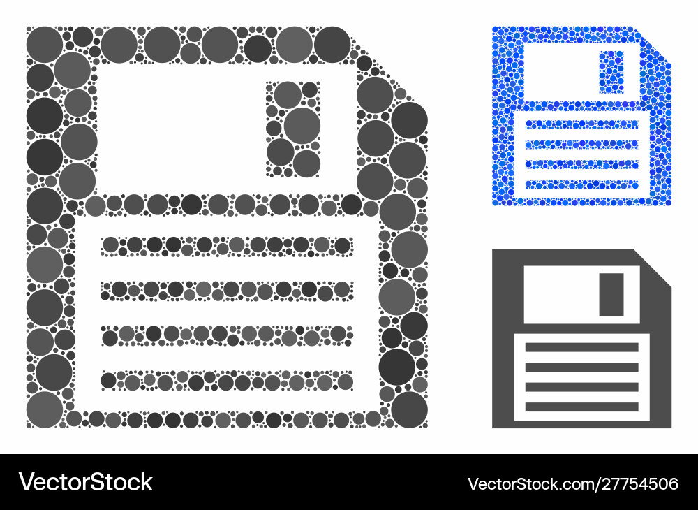 Floppy disk composition icon circle dots Vector Image