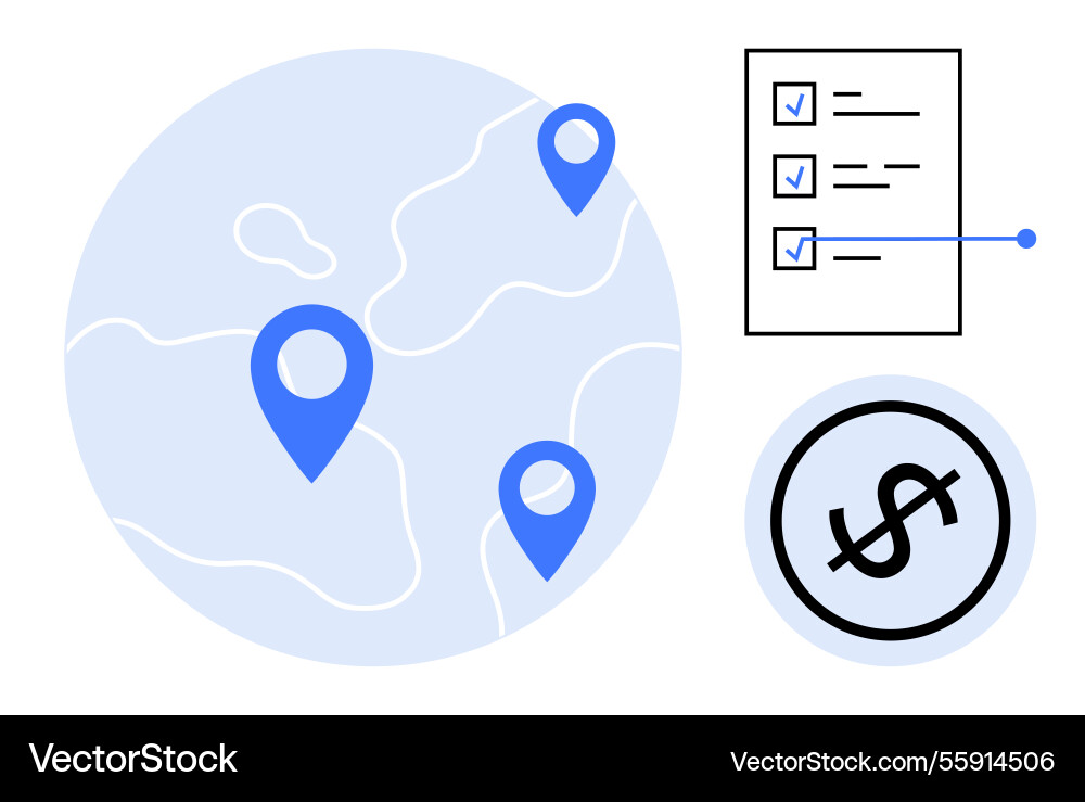 Global locations task management and financial Global locations task management and financial vector image