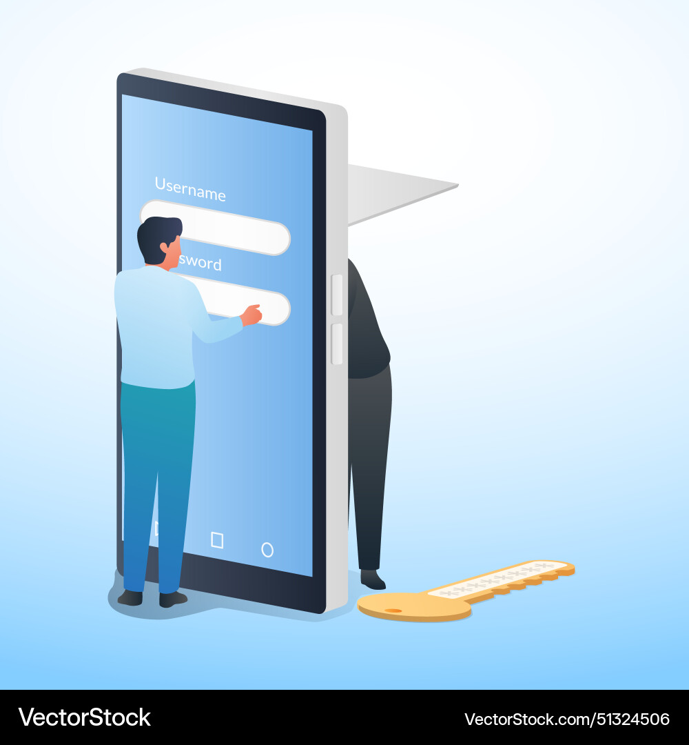 Hacker retrieves password from fake website Hacker retrieves password from fake website vector image